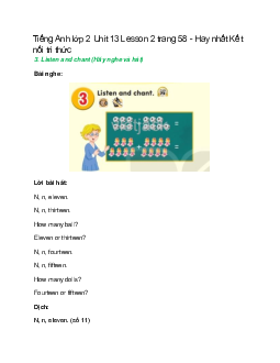 Tiếng Anh lớp 2 Unit 13 Lesson 2 trang 58 – Kết nối tri thức