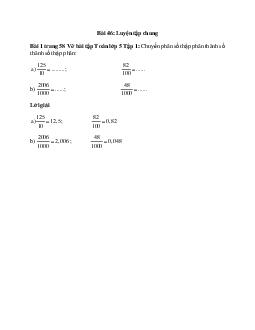 Chuyển phân số thập phân thành số thành số thập phân: 125/10