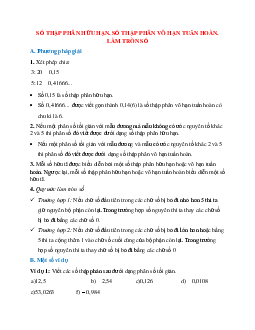 Hệ thống bài tập về Số thập phân hữu hạn - Số thập phân vô hạn tuần hoàn - Làm tròn số có lời giải