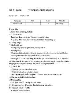 Giáo án Sinh học 8 Bài 34: Vitamin và muối khoáng mới nhất - CV5512