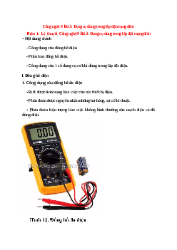 Lý thuyết Công nghệ 9 Bài 3 (mới 2024 + 10 câu trắc nghiệm): Dụng cụ dùng trong lắp đặt mạng điện