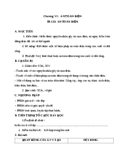 Giáo án Công Nghệ 8 Bài 33: An toàn điện mới nhất
