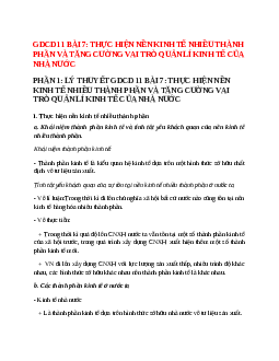 Lý thuyết GDCD 11 Bài 7 (mới 2023 + 18 câu trắc nghiệm): Thực hiện nền kinh tế nhiều thành phần và tăng cường vai trò quản lí kinh tế của Nhà nước