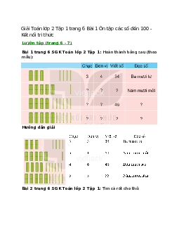 Giải SGK Toán lớp 2 Tập 1 trang 6, 7, 8, 9 Bài 1: Ôn tập các số đến 100 | Kết nối tri thức