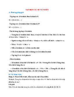 Lý thuyết, bài tập về Tập hợp các số tự nhiên có lời giải