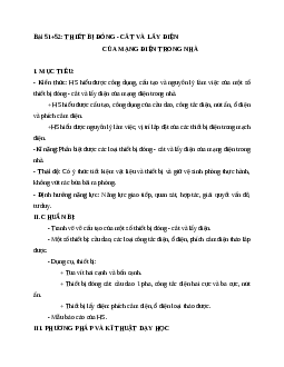 Giáo án Công Nghệ 8 Bài 51+52: Thiết bị đóng - cắt và lấy điện của mạng điện trong nhà mới nhất - CV5512