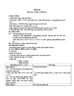 Giáo án Hóa học 9 bài 45 Axit axetic mới nhất