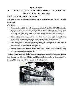 Lý thuyết Lịch sử 11: Bài 22:  Xã hội Việt Nam trong cuộc khai thác lần thứ nhất của thực dân Pháp mới nhất