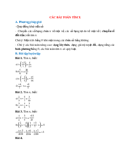 Phương pháp giải và bài tập về các bài toán tìm x có lời giải