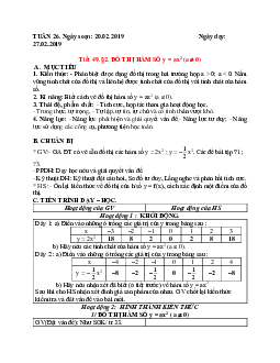 Giáo án Đồ thị hàm số y = ax^2 (2023) mới nhất - Toán 9
