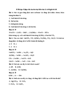 30 Bài tập về Hợp chất của kim loại kiềm hóa 12 có lời giải chi tiết