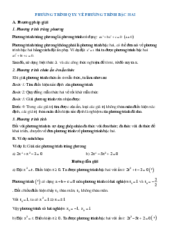 Các dạng phương trình quy về phương trình bậc hai chọn lọc