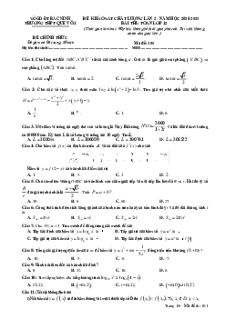 Đề khảo sát chất lượng lần 2 Toán 12 năm 2020 – 2021 trường Quế Võ 1 – Bắc Ninh có đáp án