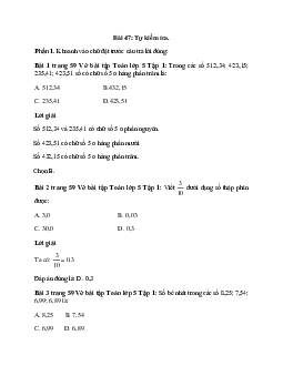 Vở bài tập Toán lớp 5 Tập 1 trang 59, 60 Bài 47: Tự kiểm tra