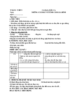 Giáo án ngữ văn lớp 7 Tuần 2 Tiết 9: Ca dao, dân ca những câu hát về tình cảm gia đình mới nhất