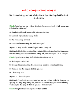 Trắc nghiệm Công nghệ 10 Bài 19 có đáp án: Ảnh hưởng của thuốc hóa học bảo vệ thực vật đến quần thể sinh vật và môi trường