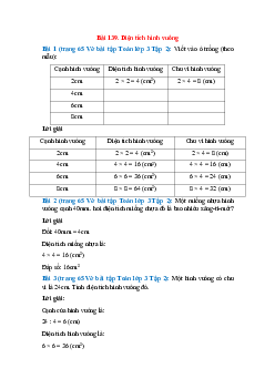 Vở bài tập Toán lớp 3 Tập 2 trang 65 Bài 139: Diện tích hình vuông