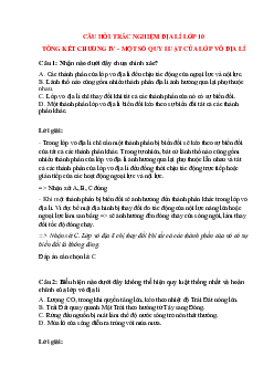 Trắc nghiệm Địa Lí 10 có đáp án: Tổng kết chương 4 - Một số quy luật của lớp vỏ địa lí
