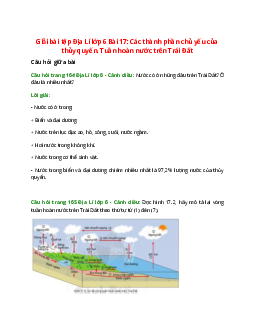 Giải SGK Địa lí 6 Bài 17 (Cánh diều): Các thành phần chủ yếu của thủy quyển. Tuần hoàn nước trên Trái Đất