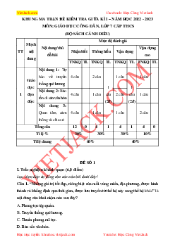 Bộ 10 đề thi giữa kì 1 GDCD 7 Cánh diều có đáp án năm 2023