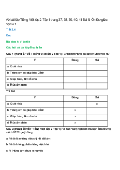 Vở bài tập Tiếng Việt lớp 2 Tập 1 trang 37, 38, 39, 40, 41 Bài 9: Ôn tập giữa học kì 1 – Cánh diều