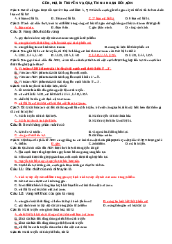 57 câu hỏi trắc nghiệm Sinh học 12 Gen, mã di truyền và quá trình nhân đôi ADN và điều hòa hoạt động gen có đáp án
