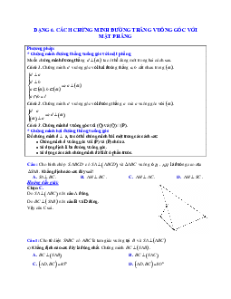 Phương pháp giải và bài tập về Cách chứng minh đường thẳng vuông góc với mặt phẳng