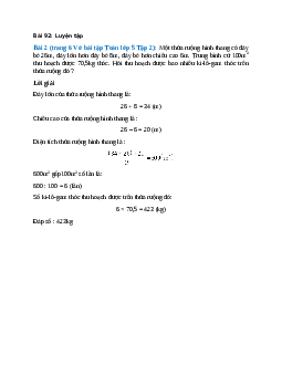 Một thửa ruộng hình thang có đáy bé 26m, đáy lớn hơn đáy bé 8m, đáy bé hơn chiều cao 6m