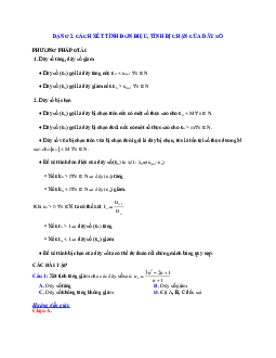 Phương pháp giải và bài tập về Cách xét tính đơn điệu, tính bị chặn của dãy số