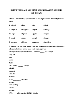 Bài tập Unit 2: Making arrangements có đáp án