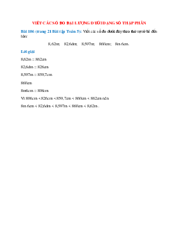 Viết các số đo dưới đây theo thứ tự từ bé đến lớn:  8,62m