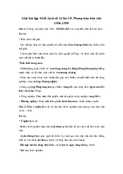 Giải bài tập SGK Lịch sử 12: Bài 15: Phong trào dân chủ 1936-1939 mới nhất