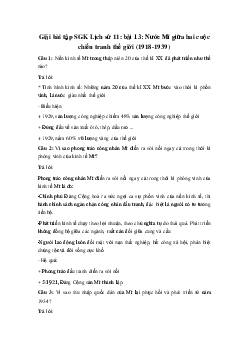Giải bài tập SGK Lịch sử 11: Bài 13: Nước Mĩ giữa hai cuộc chiến tranh thế giới (1918-1939) mới nhất
