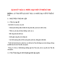Lịch Sử 7 Bài 13 (Lý thuyết và trắc nghiệm): Nước Đại Việt ở thế kỉ XIII