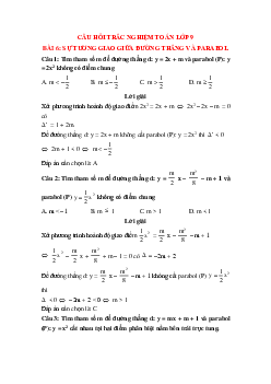 29 câu Trắc nghiệm Sự tương giao giữa đường thẳng và parabol có đáp án 2023 – Toán lớp 9