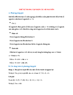 Lý thuyết và bài tập về Thứ tự trong tập hợp các số nguyên có lời giải