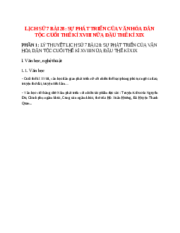 Lịch Sử 7 Bài 28 (Lý thuyết và trắc nghiệm): Sự phát triển của văn hóa dân tộc cuối thế kỉ XVIII nửa đầu thế kỉ XIX