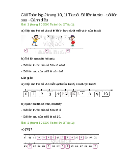 Giải SGK Toán lớp 2 Tập 1 trang 10, 11 (Cánh diều): Tia số. Số liền trước – số liền sau