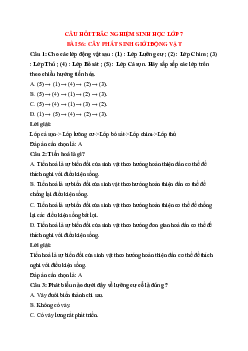 Trắc nghiệm Sinh học 7 Bài 56 có đáp án: Cây phát sinh giới động vật