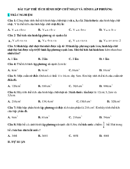 50 Bài tập Thể tích hình lập phương (có đáp án)- Toán 5
