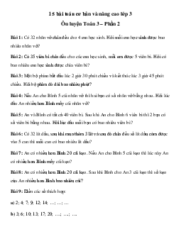 14 bài toán về Toán lớp 3 cơ bản, nâng cao Phần 2