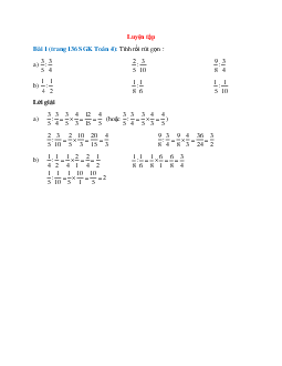 Tính rồi rút gọn: 3/5:3/4; 2/5:3/10