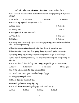 Bộ đề trắc nghiệm ôn tập môn Tiếng Việt lớp 5 có đáp án