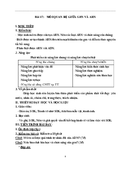 Giáo án Sinh học 9 Bài 17: Mối quan hệ giữa gen và ARN mới nhất - CV5555