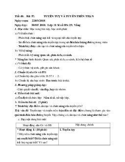 Giáo án Sinh học 8 Bài 57: Tuyến tụy và tuyến trên thận (tiếp theo) mới nhất - CV5512