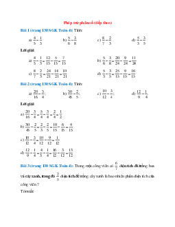 Toán lớp 4 trang 130 Phép trừ phân số (tiếp theo)