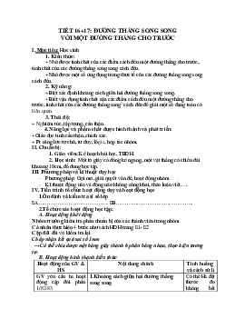 Giáo án Đường thẳng song song với một đường thẳng cho trước (2024) - Toán 8