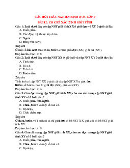 30 câu Trắc nghiệm Sinh học 9 Bài 12 có đáp án 2023: Cơ chế xác định giới tính