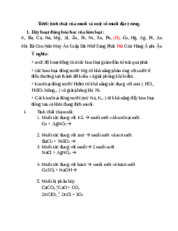 Lý thuyết, bài tập về tính chất của muối và kim loại có đáp án
