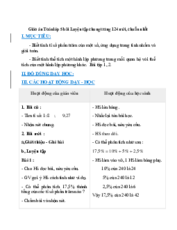 Giáo án Luyện tập chung trang 124 (2024) mới nhất - Toán lớp 5